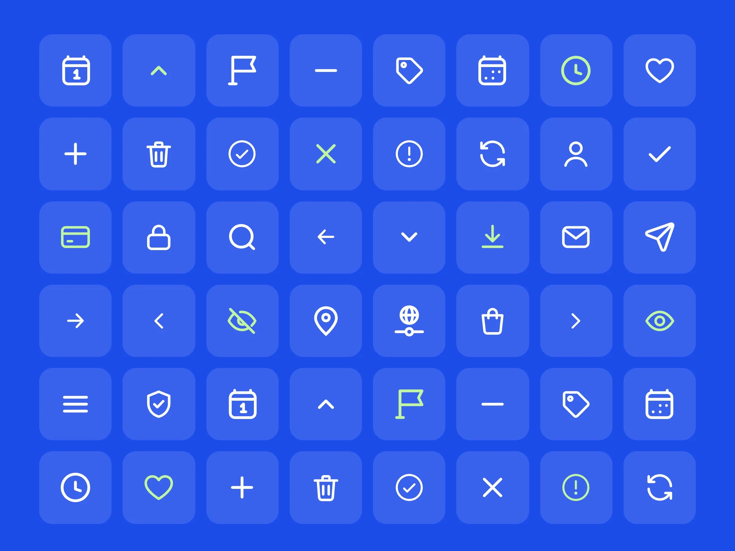 Commerce icons on blue