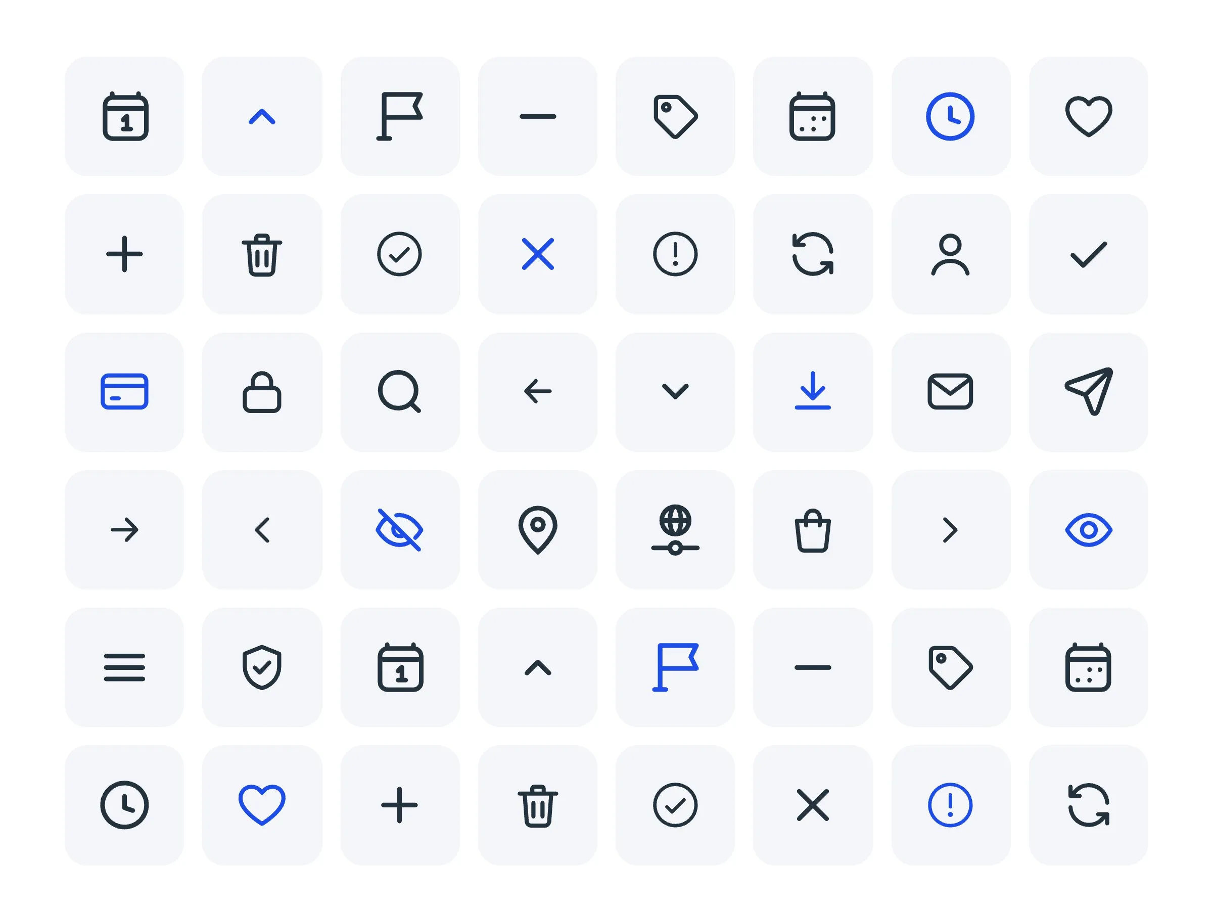 Line icon grid on white