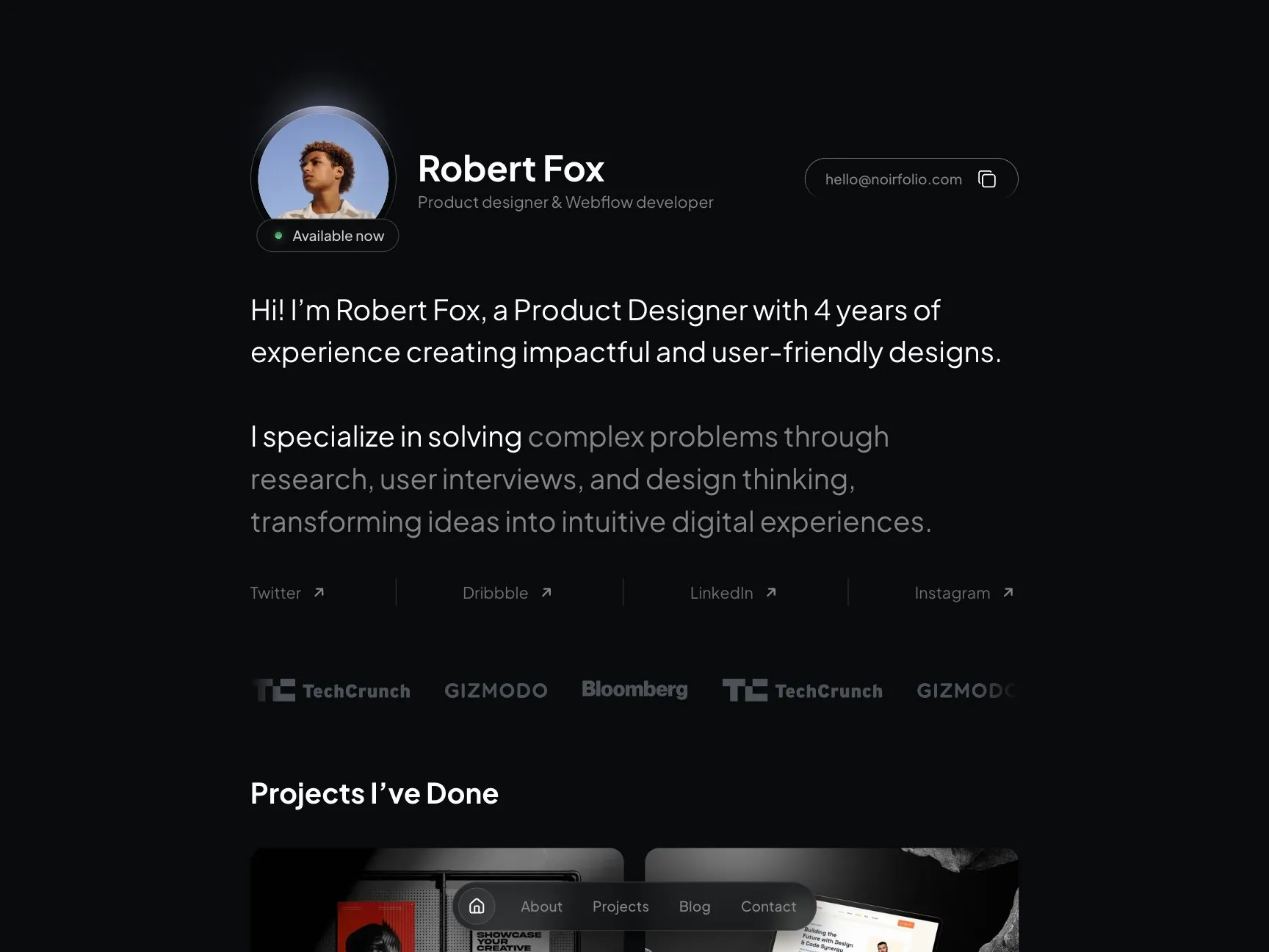 Noirfolio home page