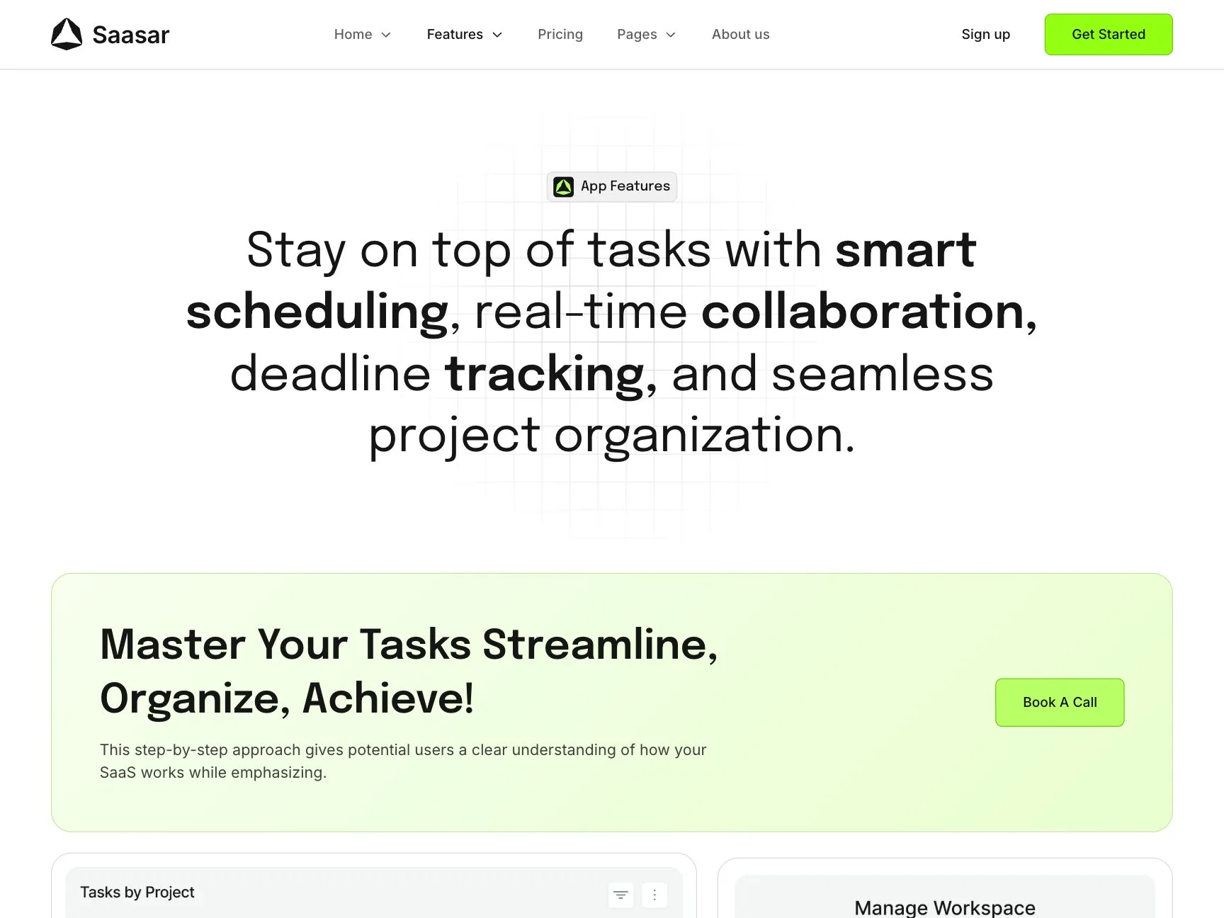 Saasar features page