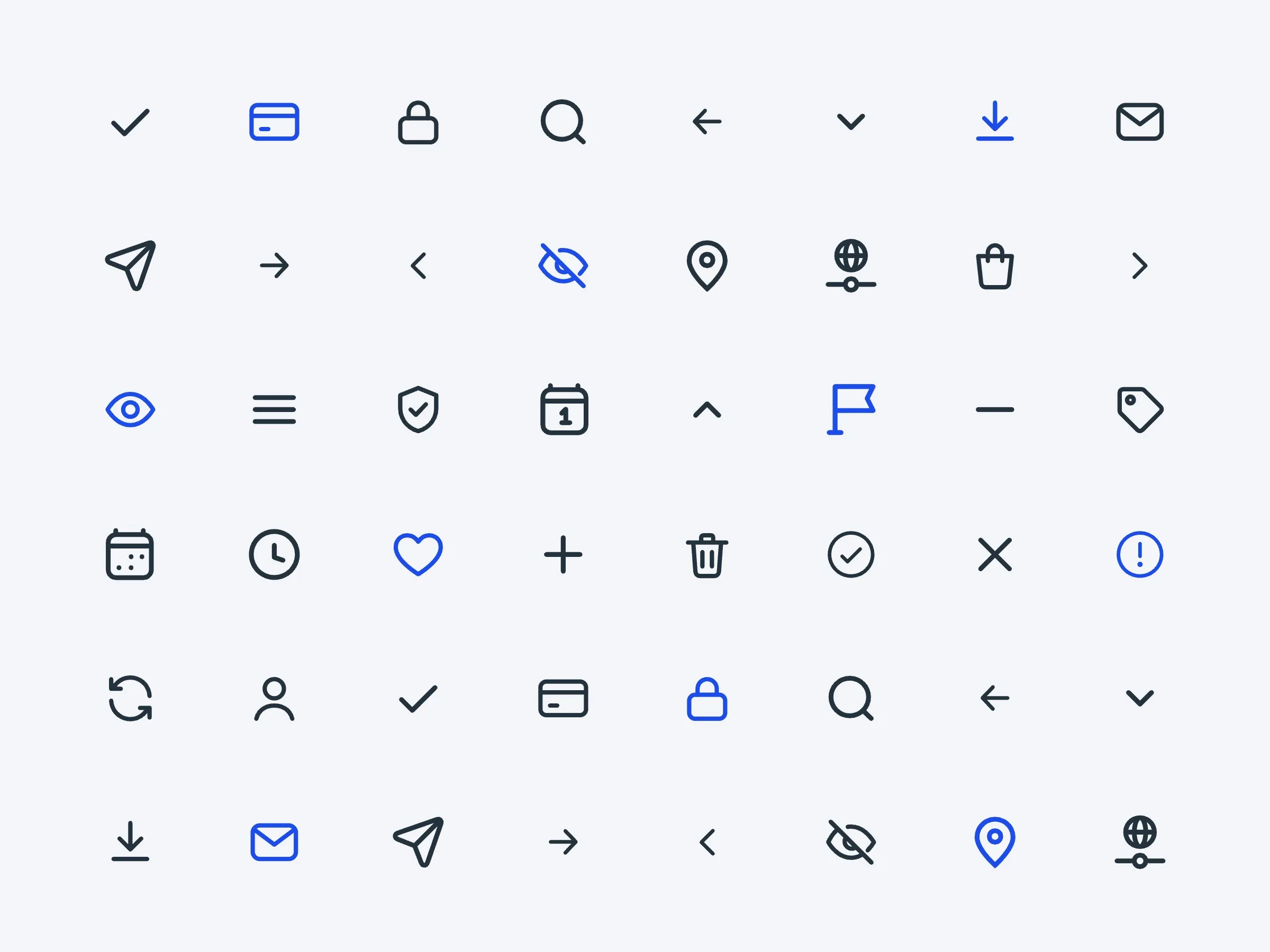 Line icon grid on light grey